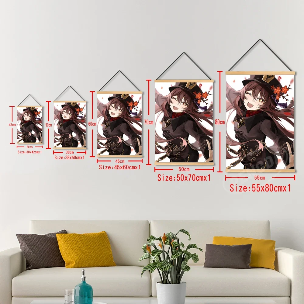 Home Decor Genshin Impact Canvas Wooden Kunikuzushi Hanging Painting Game Wall Art Albedo Poster Modular Picture Christmas Gift