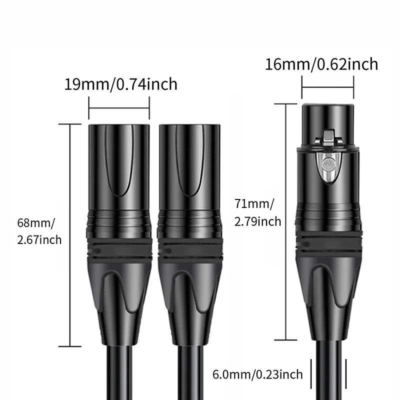 XLR Splitter Cable, 1 XLR Female To 2 XLR Male or XLR F To 2 XLR M Patch Y CableBalanced Microphone Splitter Cord Audio Adaptor