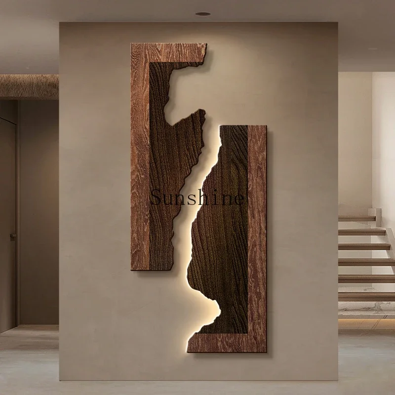 Wabi Sansan Wind Entrance Decorative Mural Abstract Sandstone Texture Painting at the end of the aisle