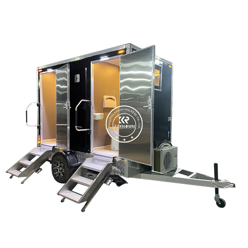 Concession Country Customize Mobile Movable Portable VIP Mobile Toilet Trailer For Outdoor Bathroom Restroom Trailer