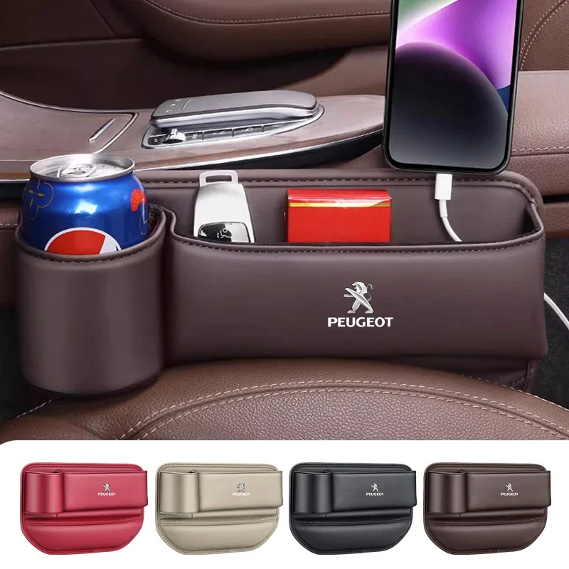 Car Seat Gap Organizer Multifunction Storage Box Cup Pocket For PEUGEOT 106 206 306 406 107 207 307 407 301 308 2008 3008