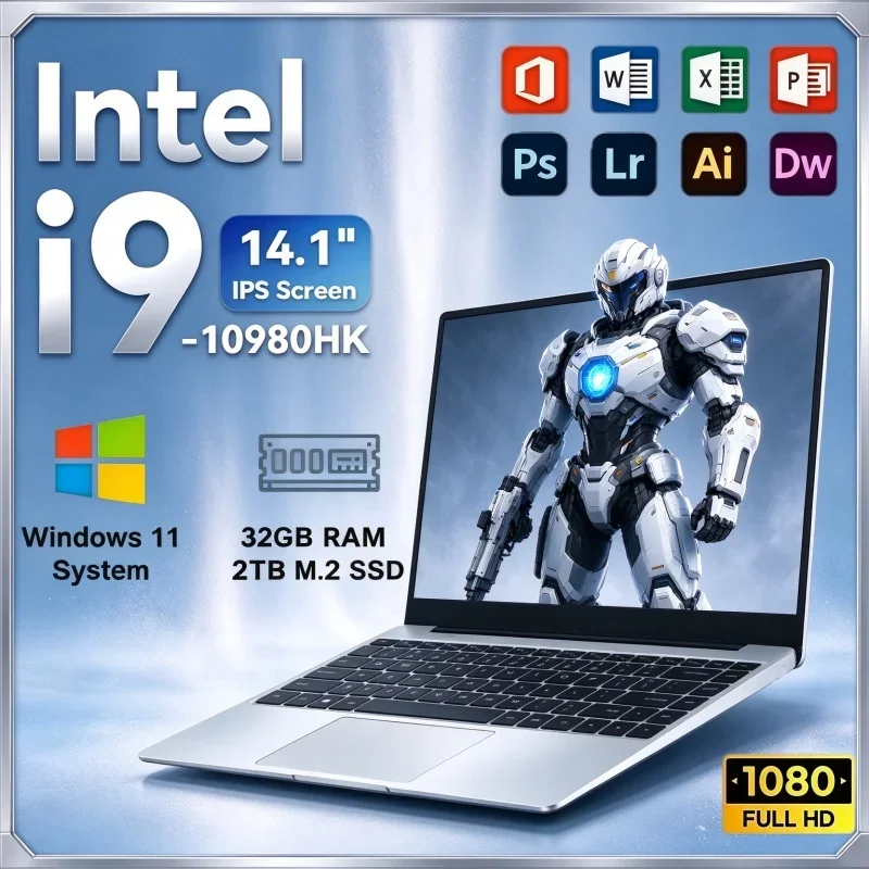 2026 New 14.1 Inch Notebook Pc Intel Core I9-10980HK 32GB Ram 2TB Ssd Windows 11 For Daily Entertainment Office Work