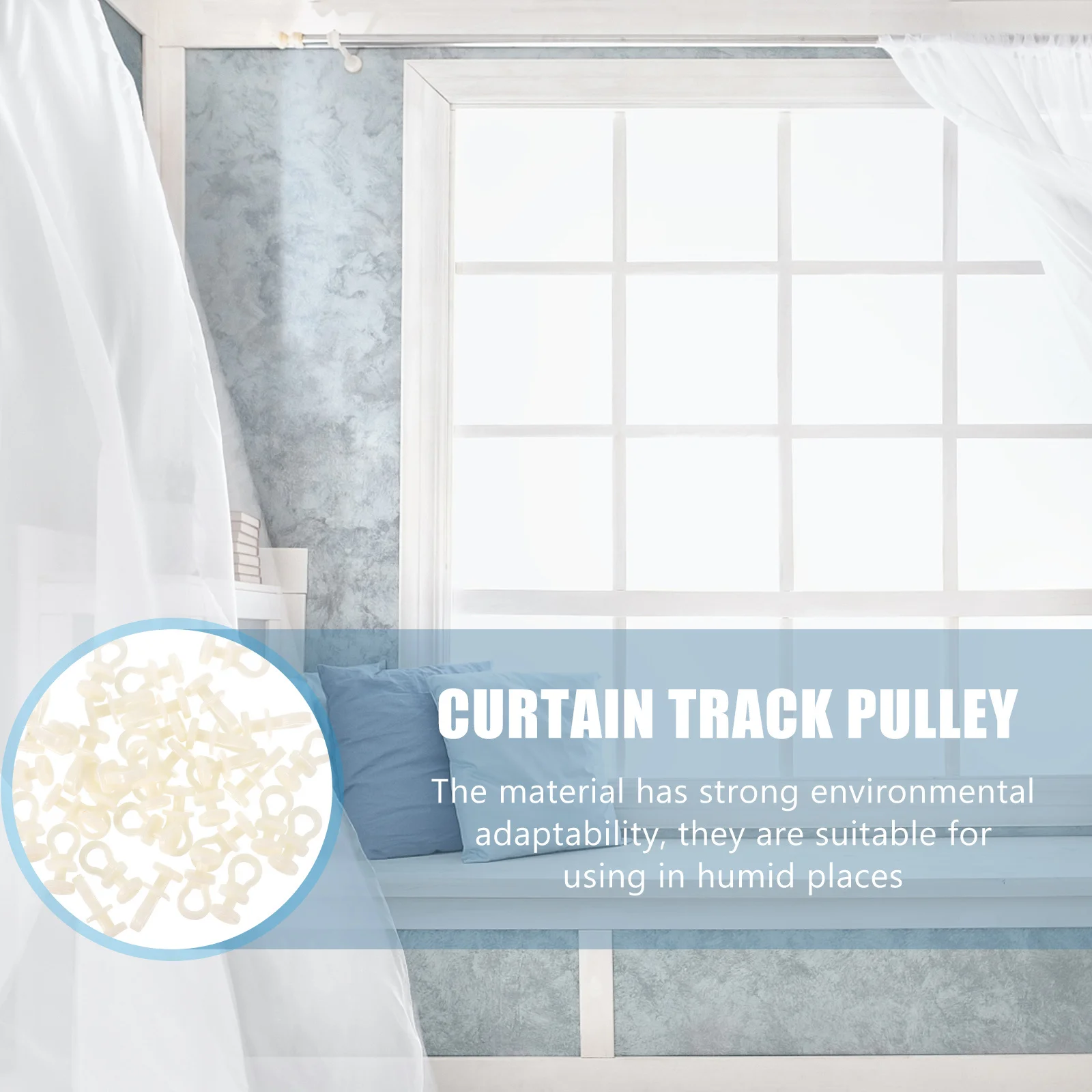 

1Set Plastic Curtain Track Rollers Beige Free Rolling Smooth Sliding Curtain Pulley for Curtains Dividers Drapes