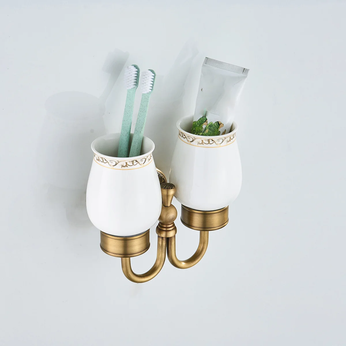 

Vintage Copper Toothbrush Cup Holder Wall Mounted Ceramic Bathroom Organizer Accessories Included Easy Installation