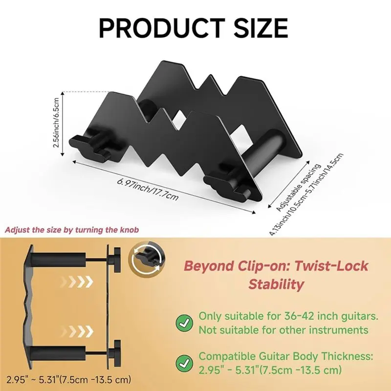 A74K-Clip-On Guitar Stand, Acoustic Guitar Holder Self-Standing Portable Floor Mounting For Stage Performance& Travel