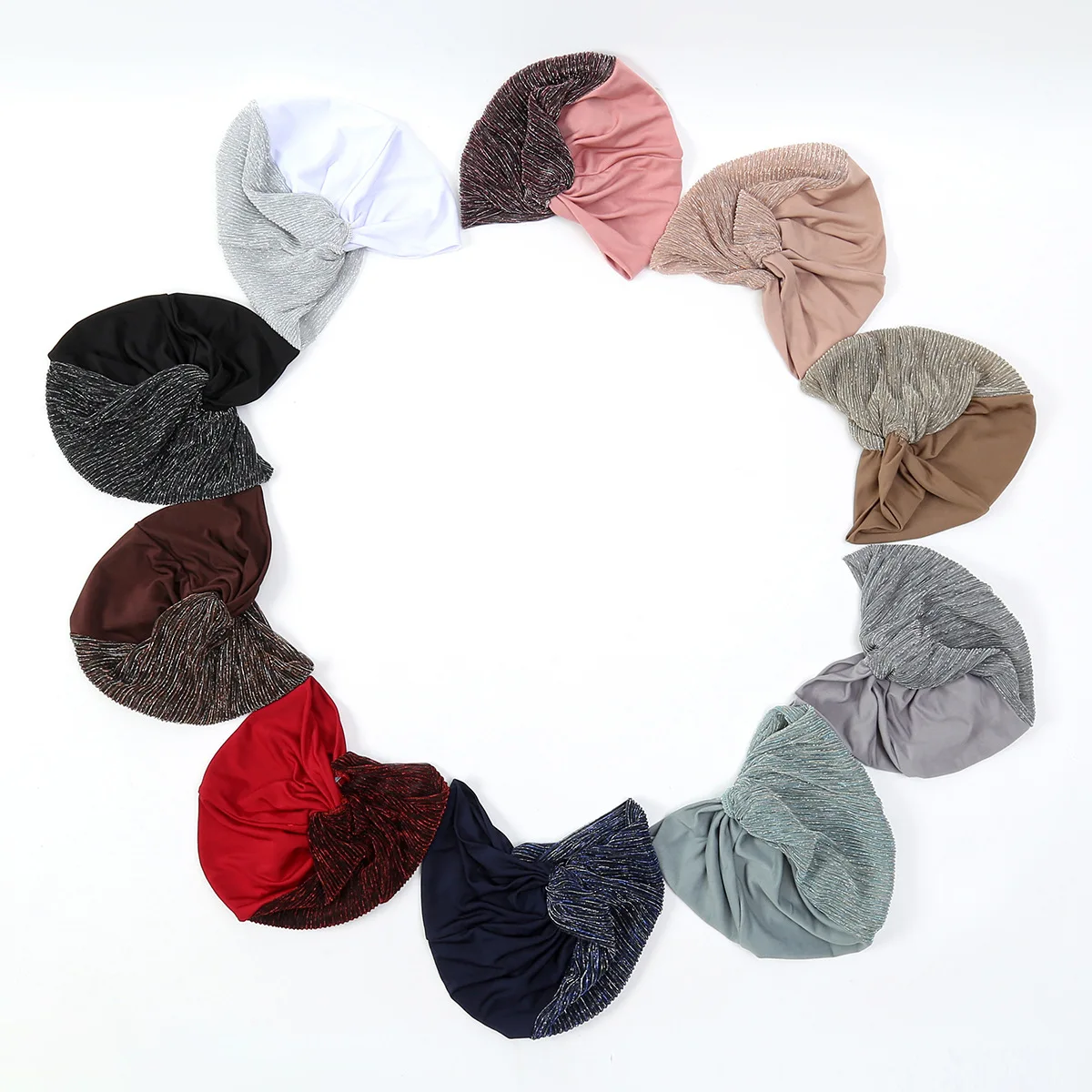 Solid Color Women Muslim Hijab Caps Wrap Head Indian Turban Bonnet Fashion Headdress Islamic Clothing Accessories