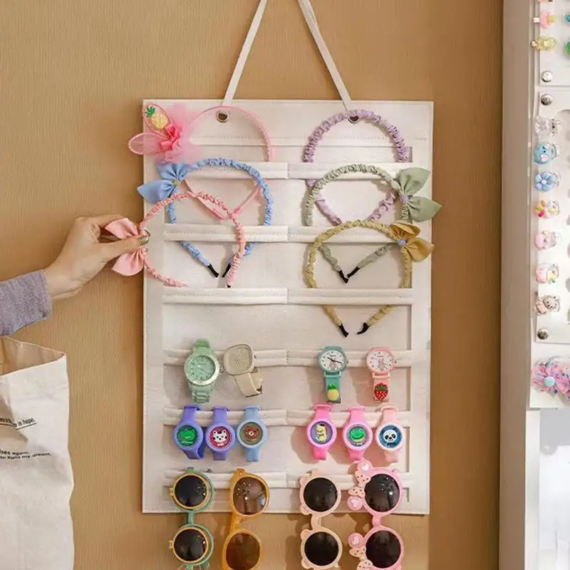 

Hair Accessories Hanging Storage Organizer Wall Decoration Bows Clips Rope Glasses Organizing