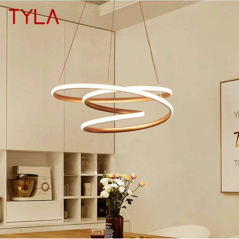 TYLA Nordic Pendant Lamps Luxury LED Vintage Creative Rings for Home Bedroom Dining Room Chandelier Light