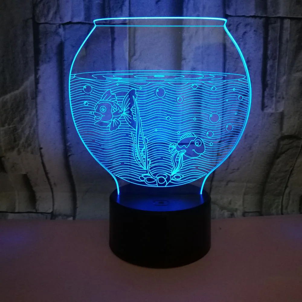 New Fishbowl 7 Color 3d Small Table Lamps Touch Control Gift 3d Small Night Lamp 3d Atmosphere Small Desk Lamp