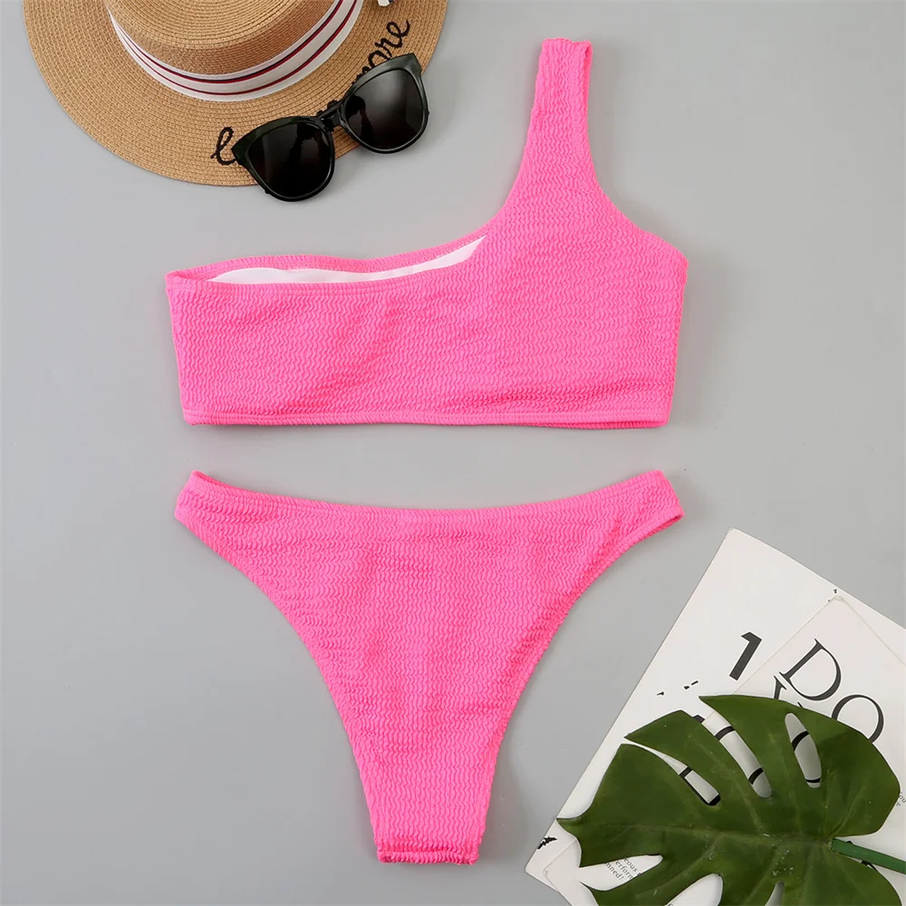 Sexy Wrinkles Bikini Push Up Swimsuit Y2K Vacation Swimwears Women Two Piece Beach Wear Bathing Suits Biquini Maillot Bain Femme