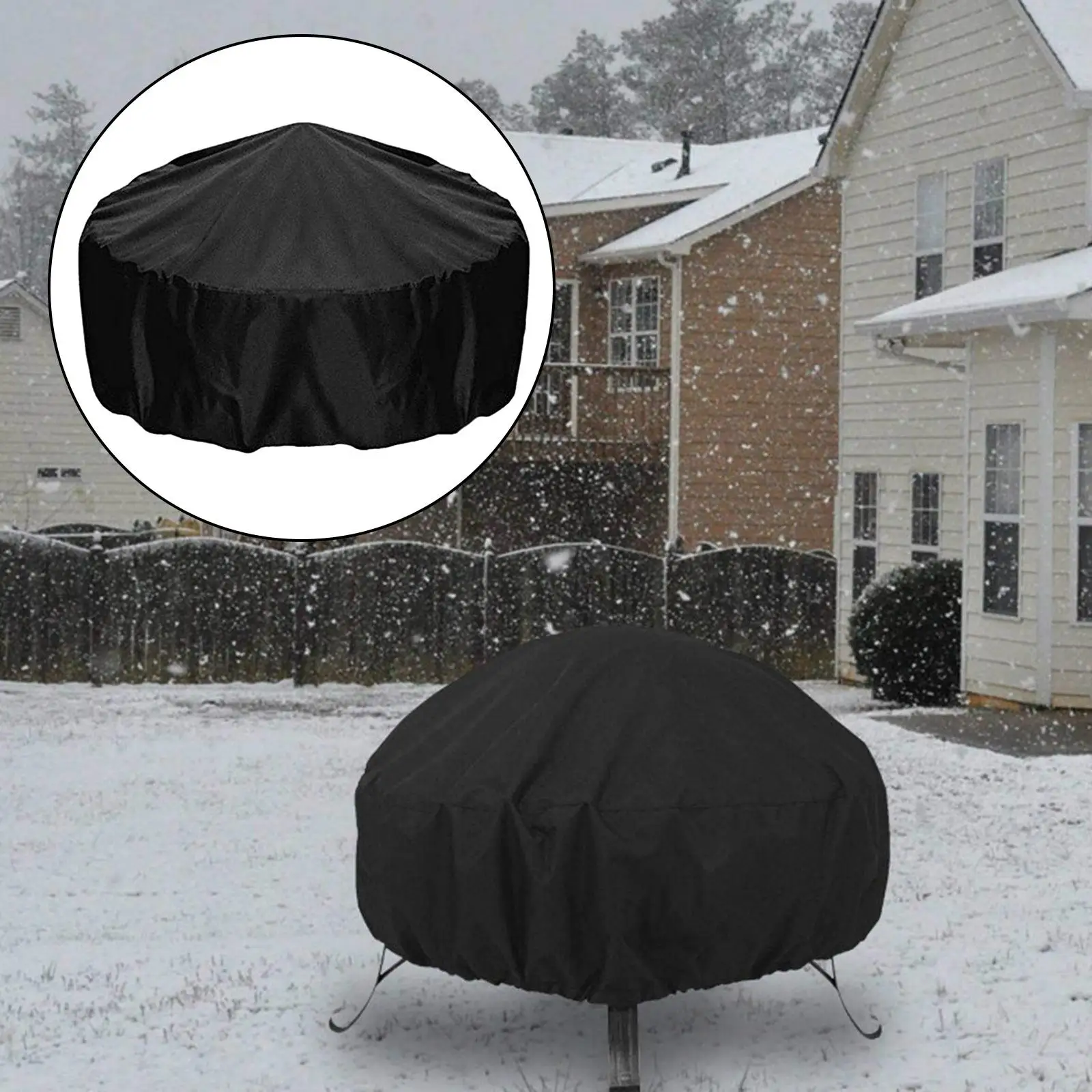 85x85x40cm Round Fire Pit Cover Lawn BBQ Fireplace Grill Covers Waterproof