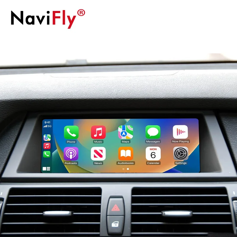 NaviFly EU Stock AirPlay Wireless CarPlay Android Auto Box For BMW X5 E70 / X6 E71 CCC CIC Mirror L-ink Car Play Function