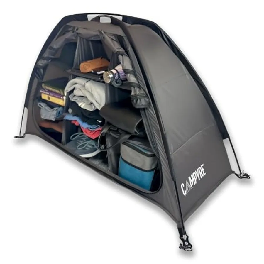 

Tent RV Camping Organizer with Zippered Flap 9-Shelf Storage for Efficiently Organizing Camp Gear and Accessories in Outdoor Te