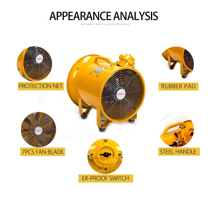 SIZE 400MM MODEL BTF-40 Explosion Proof Axial Flow Electric Exhaust Fan ATEX Certificate Grade EX Db IIB T4 Gb 220V Brushed