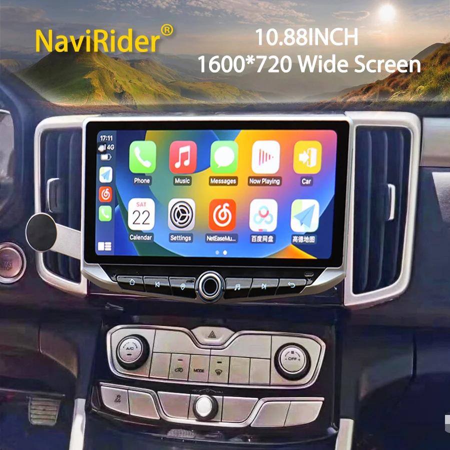 

10.88" Qled Screen Android Video Player Carplay For GreatWall Poer 2020 2021 Type-C Charging Mobile holder GPS Multimedia Stereo