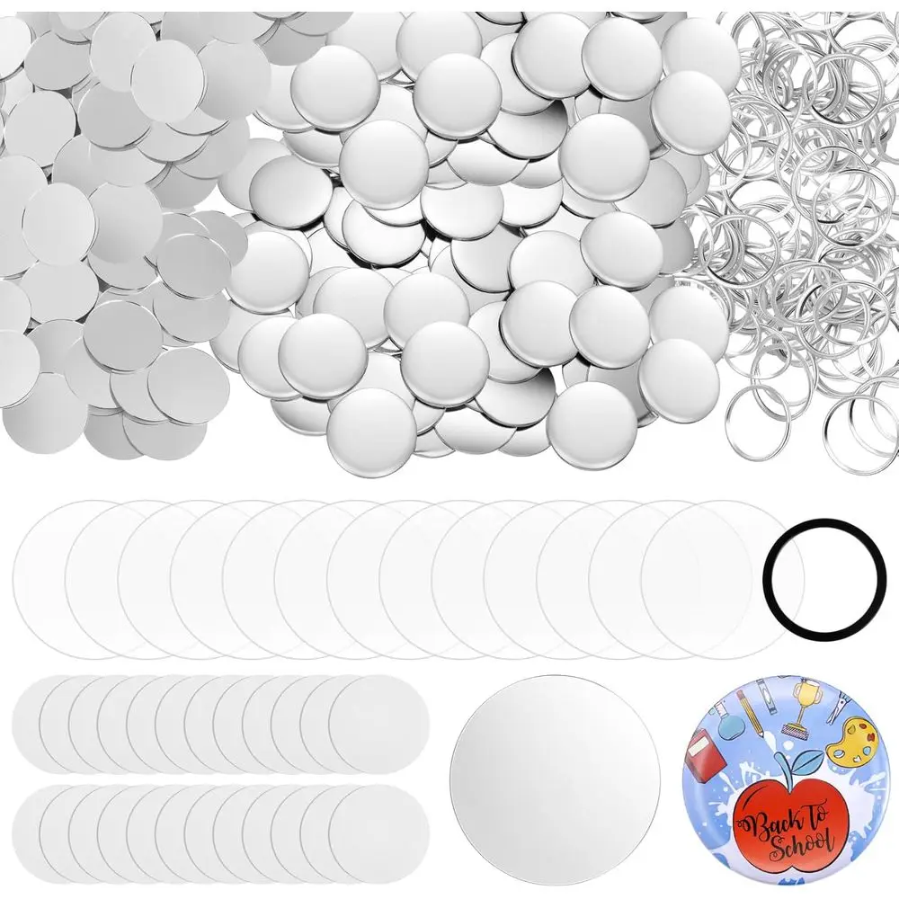 

100 Sets o 2.25 Inch/58mm Button Mg Mirror Supplies, Blank Round Buttons Supplies or Button Mg, Includes Tinplate Top Cover, Mir