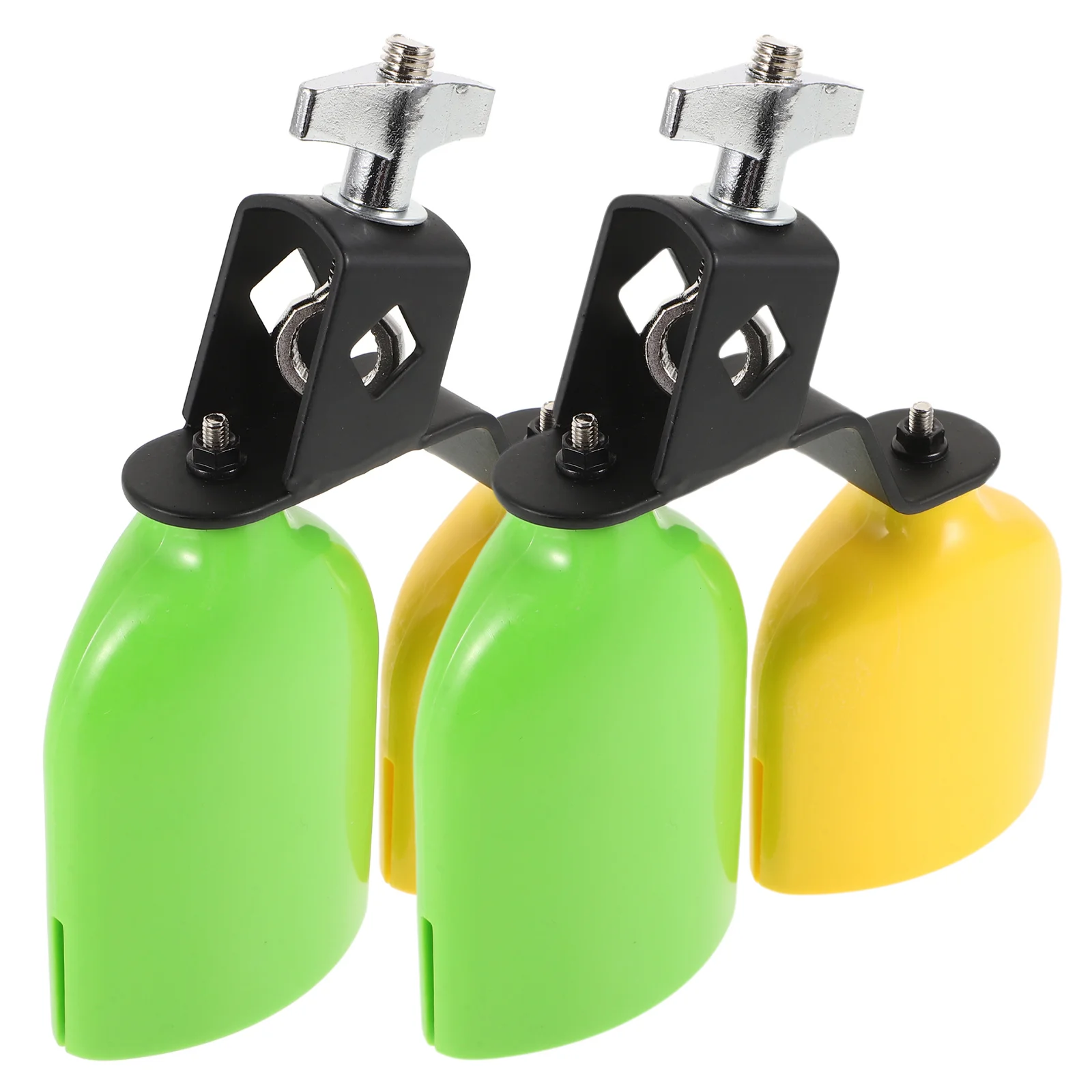 

Plastic Wood Fish Cowbell Set Green Yellow High Low Tone Percussion Instrument For Kids Drum Latin Music Party Bells Kit