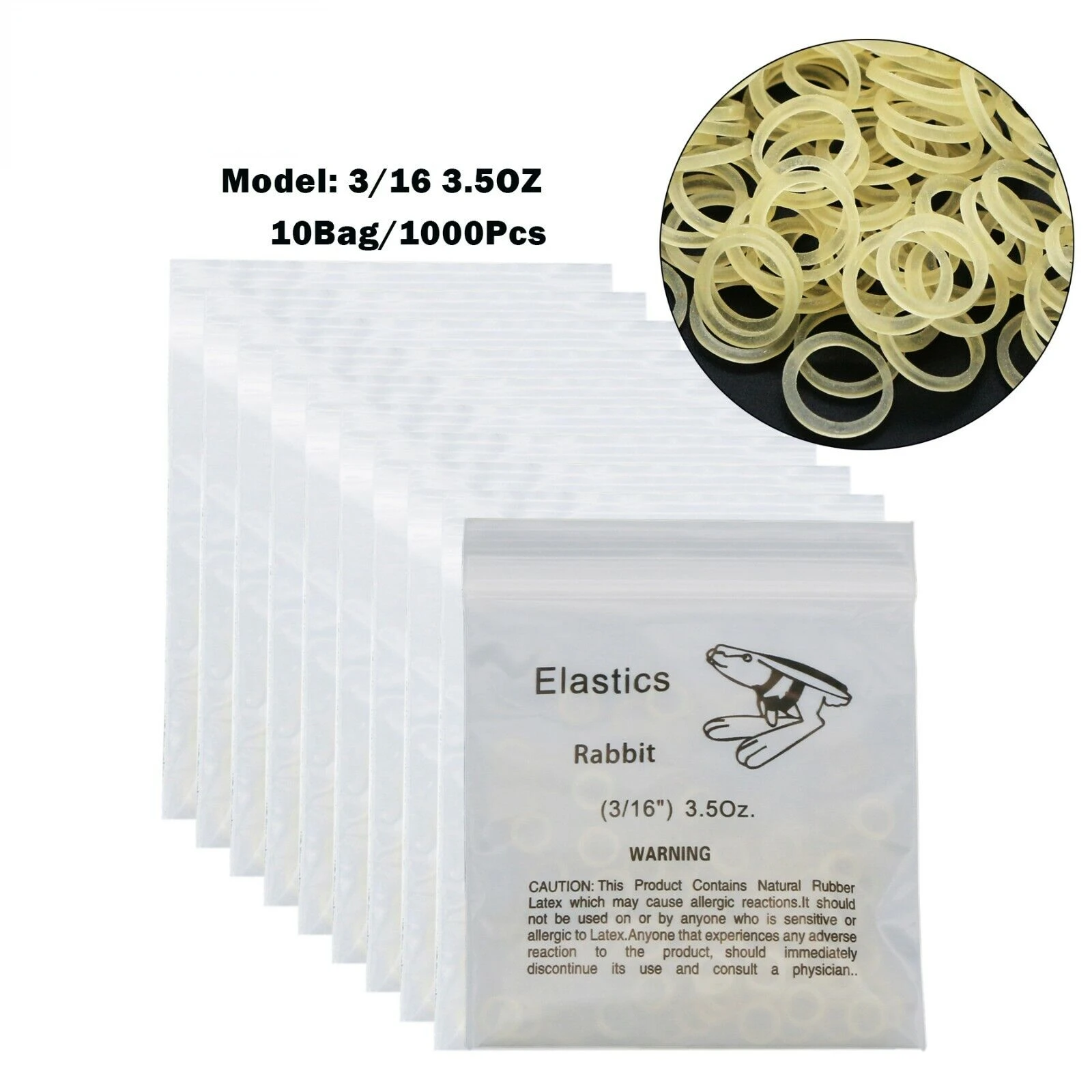 Dental Orthodontic Rubber Bands Elastics Latex Braces 3/16 3.5,5.0,6.5 OZ