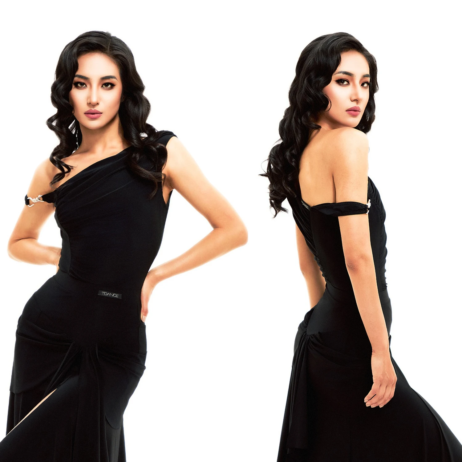 

Женские топы для бальных танцев, новинка 2026, одежда для вальса, черные трико с наклонными плечами, одежда для латинских танцев для взрослых, SS1051