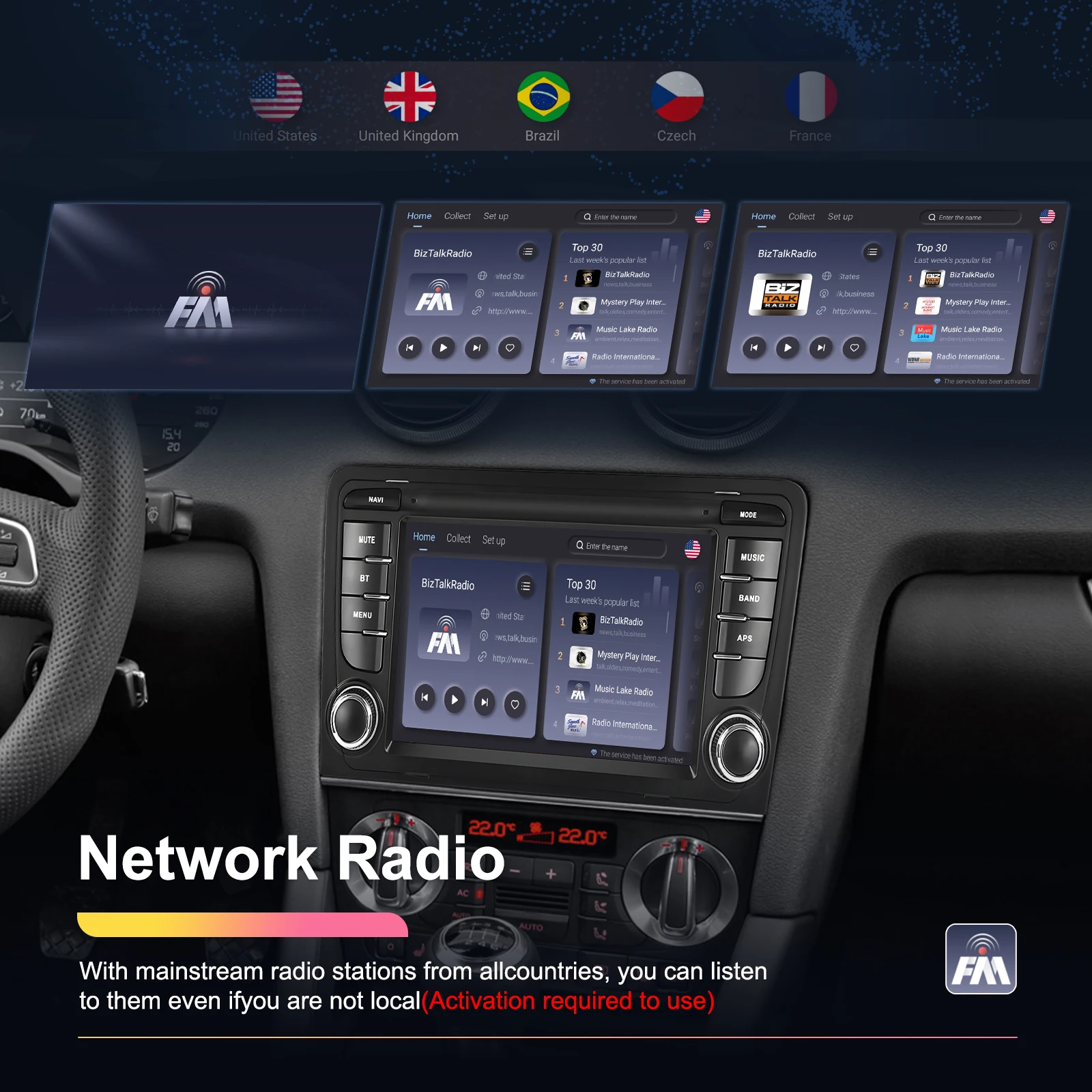 Podofo 2DIN 2+64G Autoradio für Audi A3 8P (2003-2012)/RS3 Sportback (2011-2012) Carplay Auto-Audio Android Auto GPS Mirror Link – Detail 20