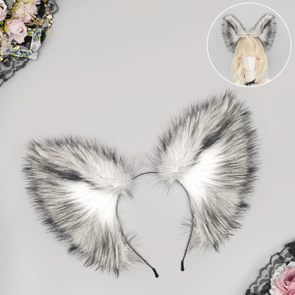New Realistic Fox Ear Headband Handmade Faux Fur Animal Ear Headwear Plush Lolita Simulation Animal Ears Hairband Party Props