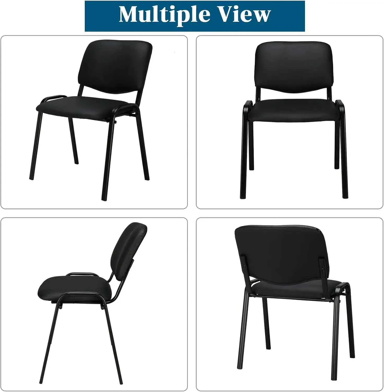 Waiting Room Chairs, 5-Pack PU Church Conference Room Stackable  Office Guest  Reception Sta