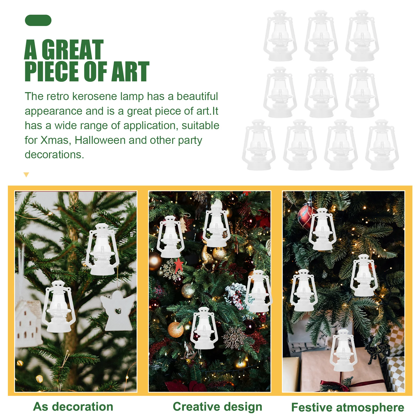 10 Pcs Lantern Mini Kerosene Lamp Outdoor Christmas Decor Lamparas Plastic Model