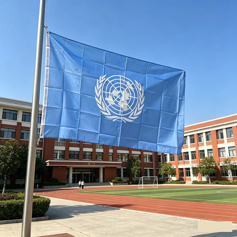 （TIKI FLAG）UN Flag 3x5fts  90x150cm polyester World United Nations Flag Of UN Flag hanging banner  for decoration
