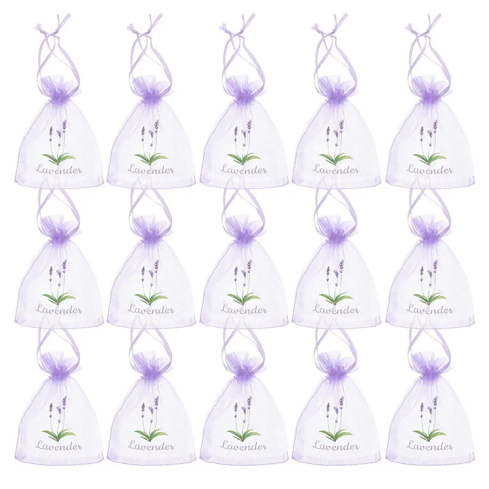 

20Pcs Lavender Sachets Drawstring Mesh Bags Small Gauze Empty Pouches for Air Fresh Wardrobe Decorative Storage