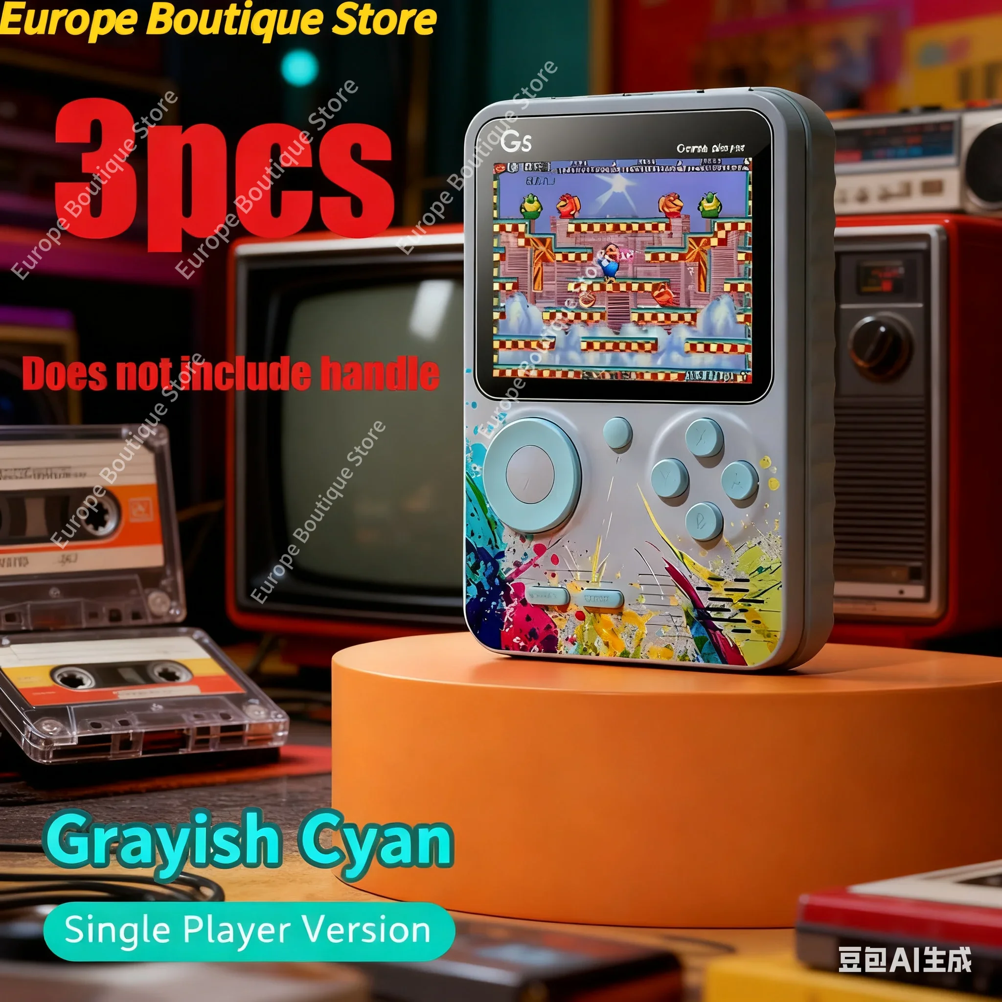 Mini Handheld Video Game Consoles 8 Bit 3.0 Inch Color LCD Retro Portable Color Gaming Player Built in 500 Games for Kids Gifts