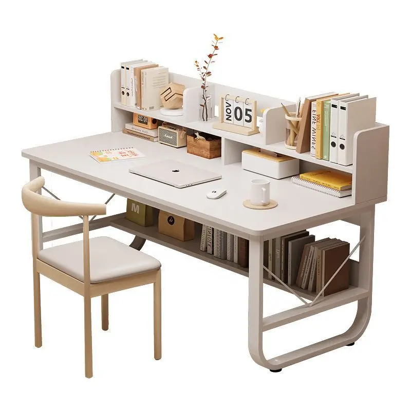 Desktop computer desk, household bedroom bookshelf integrated, student writing, long study table