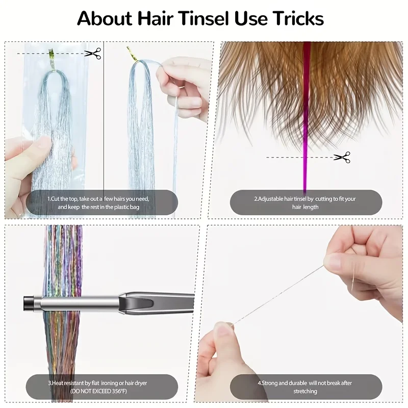 Kit de Extensiones 4 Paquetes 22 Pulgadas para Mujer Holográficas Sintéticas para Cambio Rápido de Color 5