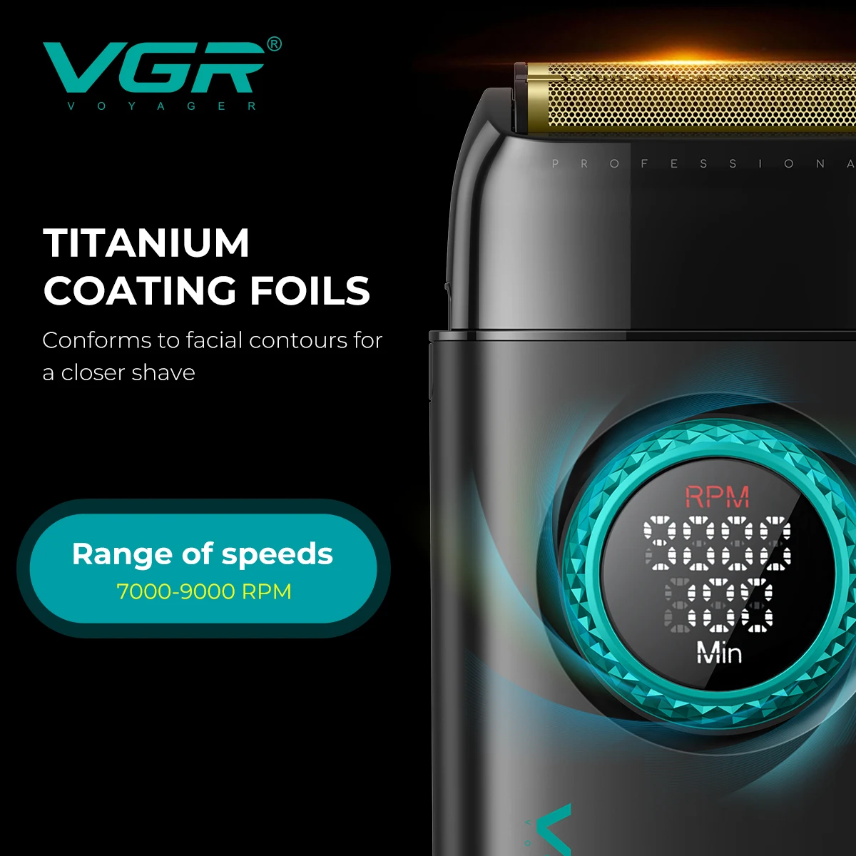 VGR ماكينة حلاقة شعر احترافية كهربائية ماكينة حلاقة حلاق 9000 دورة في الدقيقة ماكينة حلاقة محرك BLDC مجفف شعر ستيبليس برو 4 في 1 ماكينة حلاقة للرجال