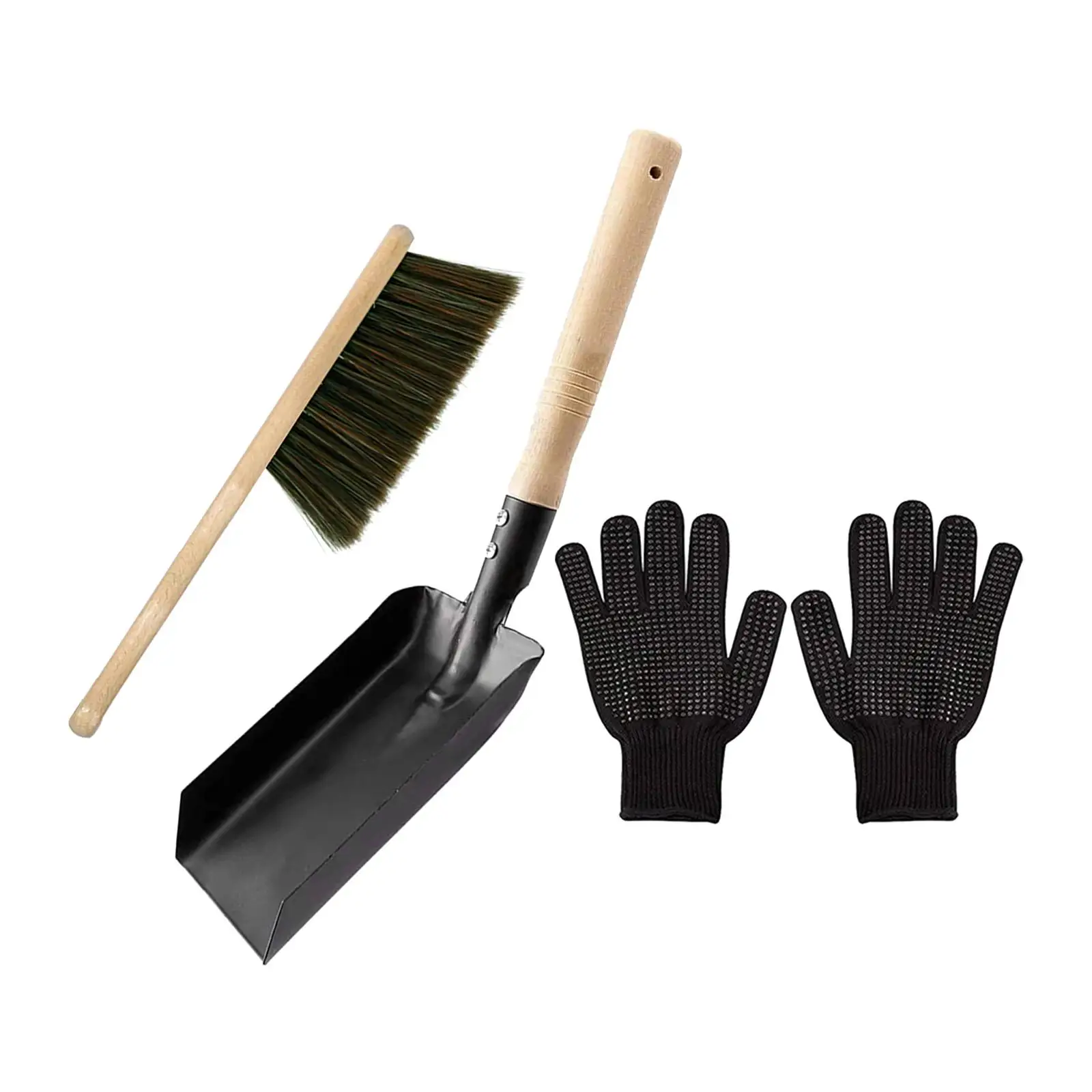 Fire Place Tool Set,Fireplace Broom Steel Spade and Ash Brush Set Metal,Indoor Fireside Accessories for Indoor,Dust Cleaning