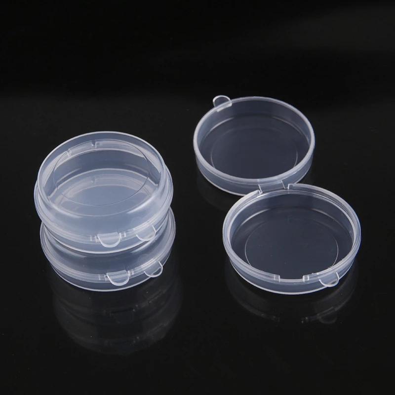 

500pcs Empty Plastic Clear Mini Empty Round Small Boxes Jewelry Ear Plugs Container Nail Art Decor Diamond Storage Case