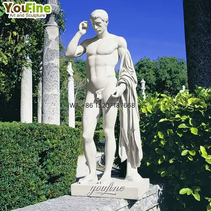 Wmwmnu for Outdoor Decorative Marble Life Size Hand Carved Sculpture of Naked Man Statue for Sale