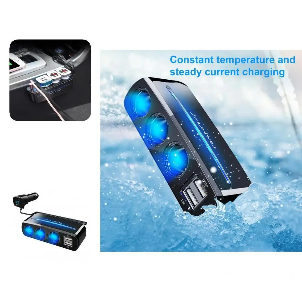 Useful Wear-resistant 120W Sturdy Portable Cigarette Ignition Socket Power Charger Splitter Charger Socket