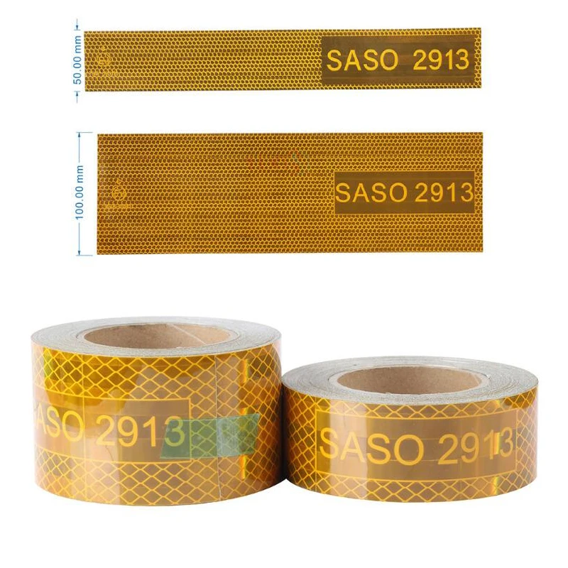 SASO 2913 Hoge kwaliteit PET-plating aluminium reflecterende tape Reflecterende zelfklevende strip Opvallendheid voor vrachtwagenaanhangwagen