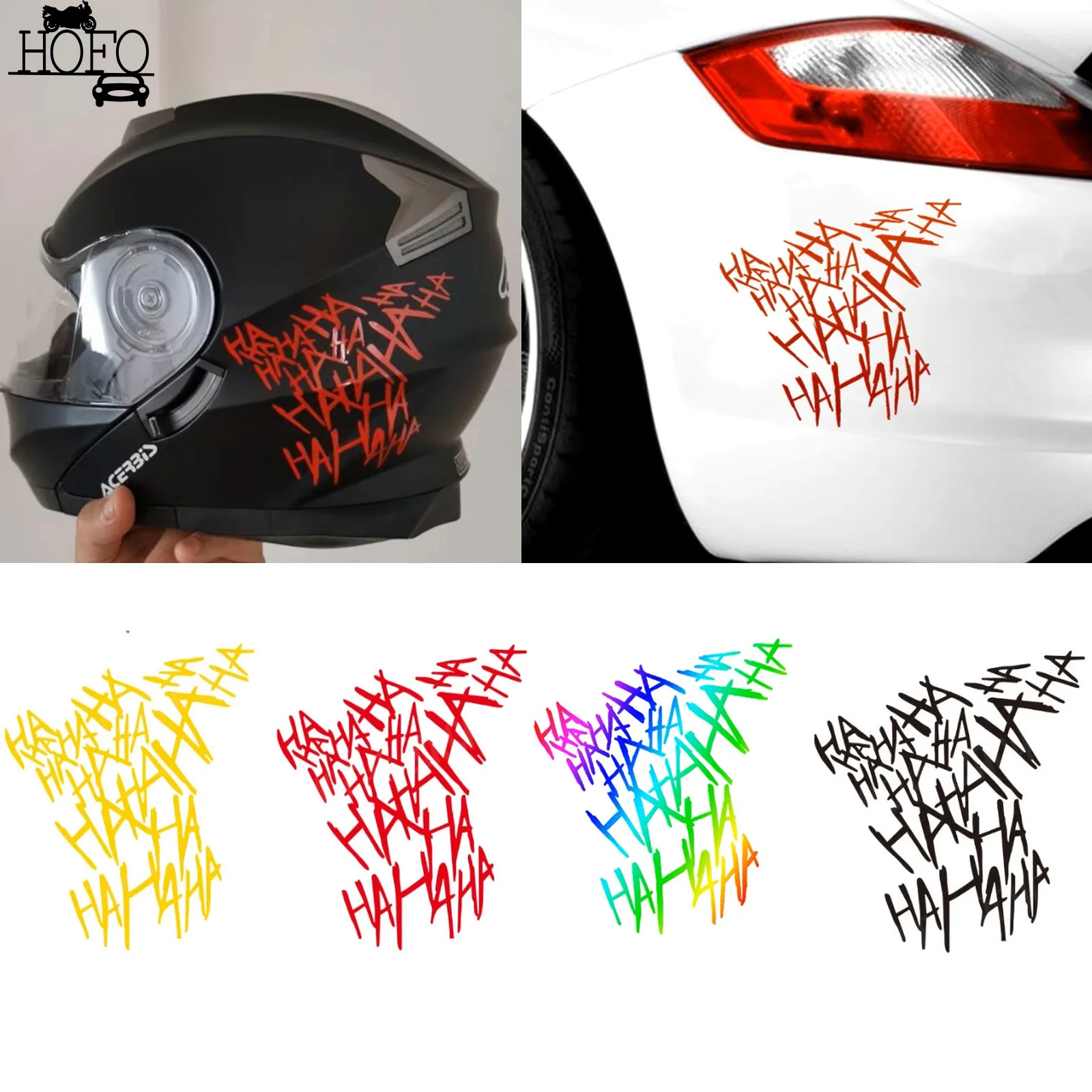 

HAHAHA Reflective Motorcycle Helmet Decoration Sticker Waterproof Funny Motorbike Scooter Decals Electric Bike Ornament Creative