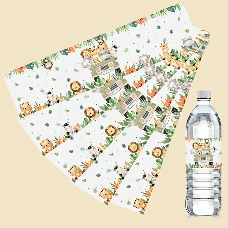 ملصقات كرتونية لحيوانات الغابة للأطفال ، ملصقات الزجاجات ، أعياد الميلاد ، استحمام الطفل ، مستلزمات تزيين الحفلات ، 10 *