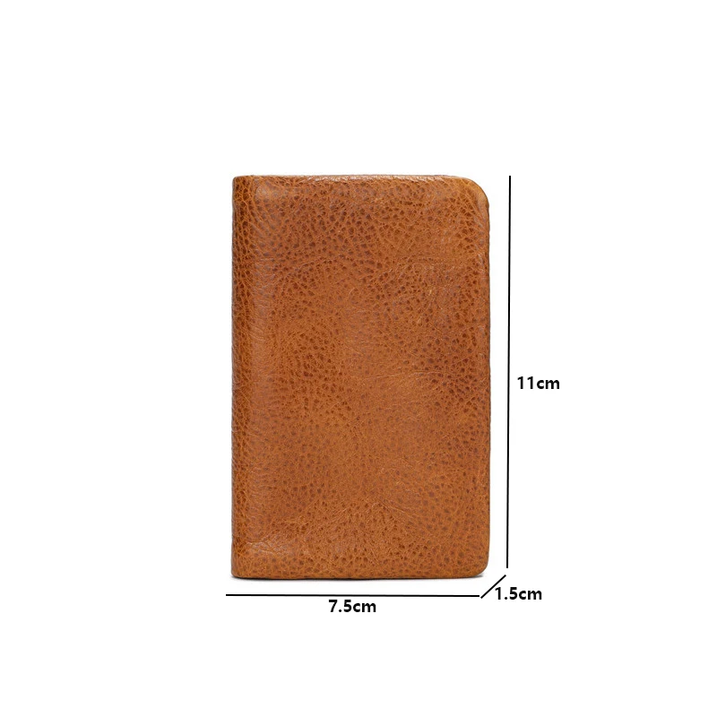 Genuine Leather Wallet For Men Women Vintage Cowhide Short Bifold Small Slim Men\'s Purse Card Holder With Zipper Coin Pocket Bag