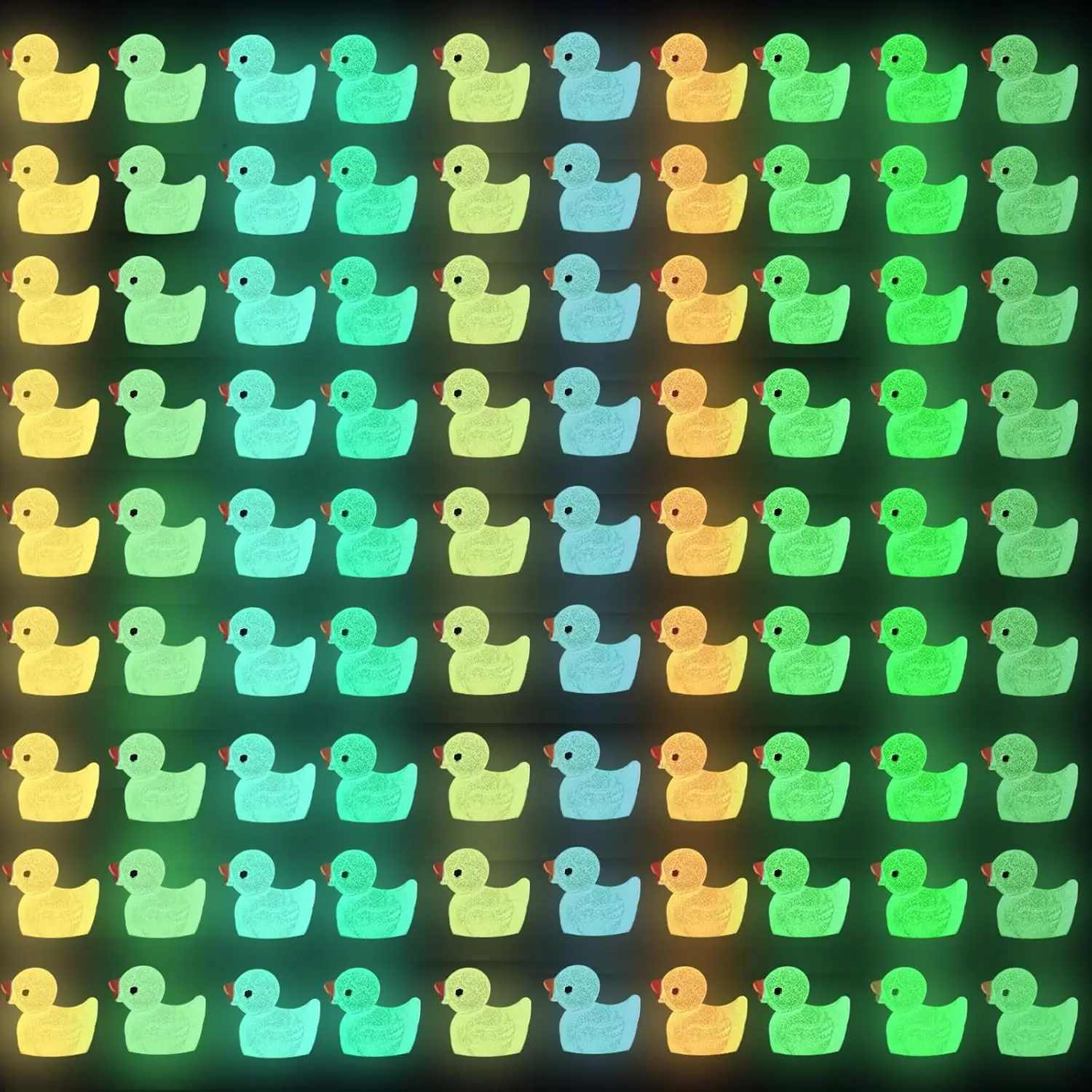 

200pcs Glow in The Dark Mini Resin Ducks, 10 Colors, for Aquarium Decor Fairy Garden Prank