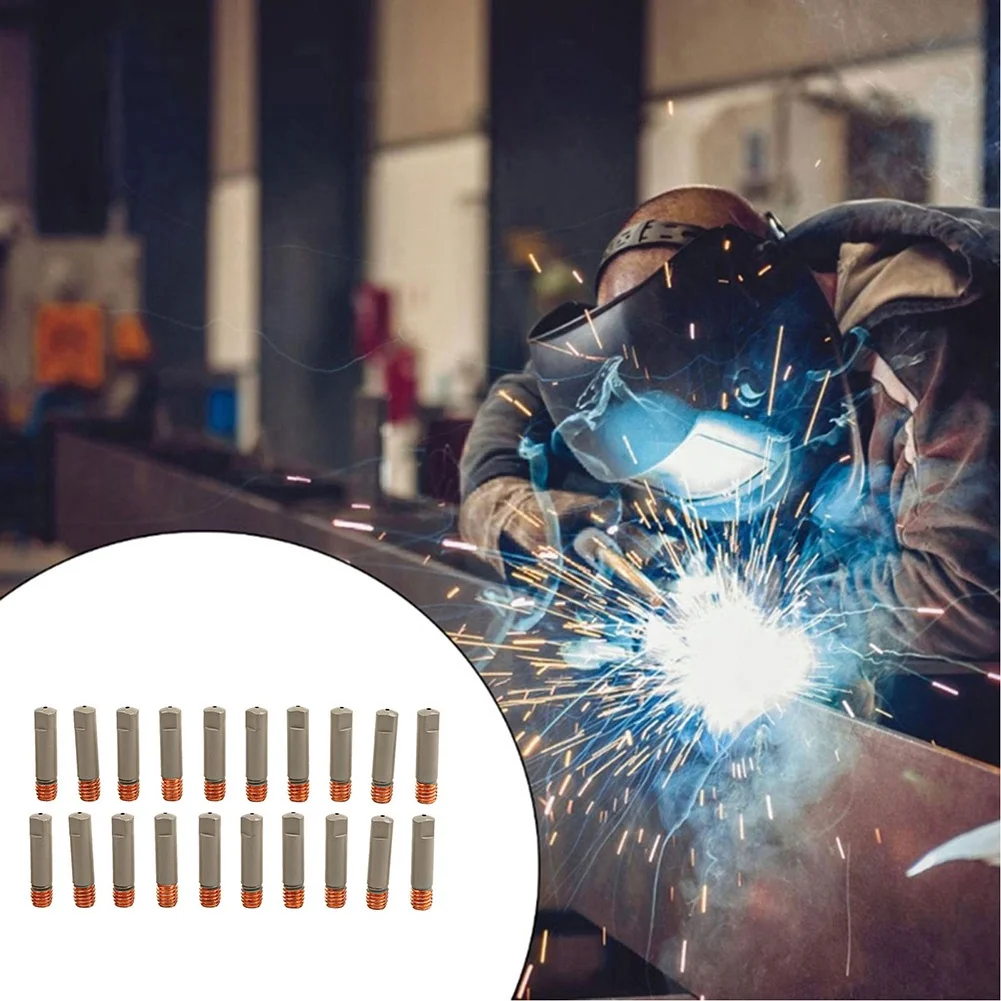 20pcs For Mig Welder Welding Tips With Non-Stick Coating 1.0mm Copper Contact Tips Welding Tools Replacement Spare Parts