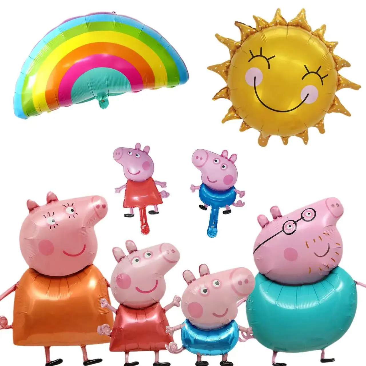Peppa Pig Aluminum Foil Balloon Matching Kit Colorful Round Latex Balloons Toddler Celebration Decor Accessory