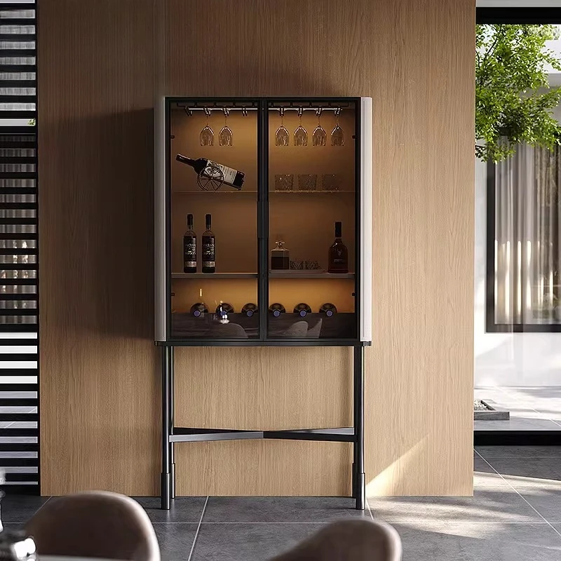 

Premium wine cabinet, light luxury high-end glass wine cabinet against the wall in the living room