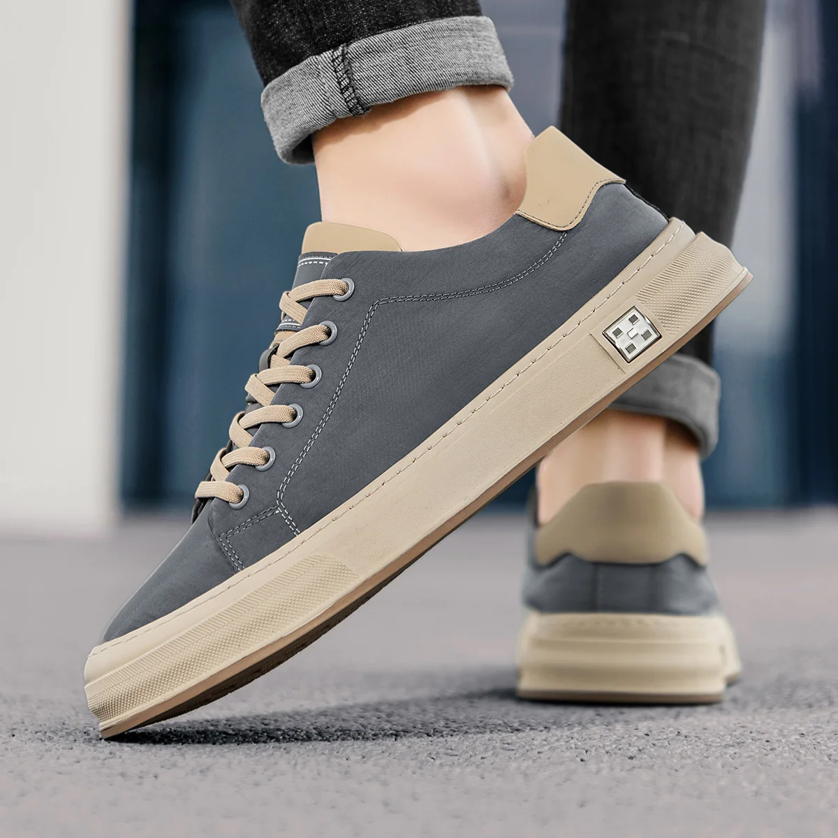 أحذية رجالية جديدة لعام 2024، أحذية قماشية متعددة الاستخدامات، قابلة للتنفس، نعال ناعمة، مريحة وTbottomyy، نعال سميكة، أحذية رياضية للرجال للعمل، أحذية رياضية كاجوال كلاسيكية #3