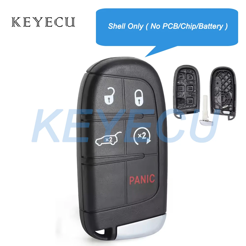 

Keyecu 4+1 5 SUV Buttons Case SIP22 Blade Smart Remote Car Key Fob Shell Cover for Jeep Compass Renegade for Fiat 500 500L 500X