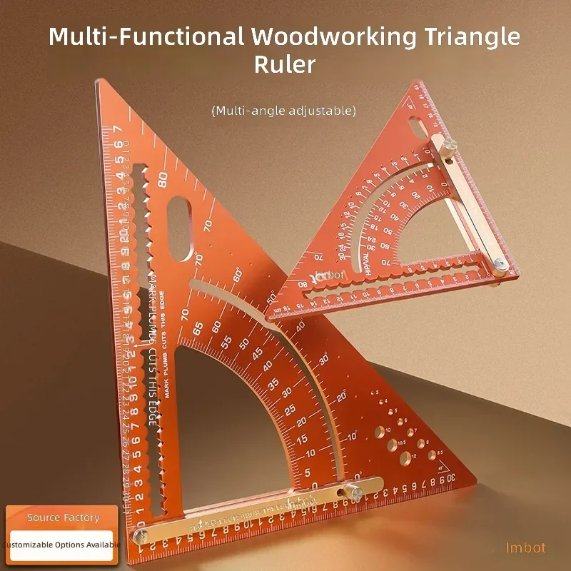 Adjustable Aluminum Triangle Ruler Angle Measuring Tool for Drawing Straight Lines and Circular Arcs Precision Woodworking