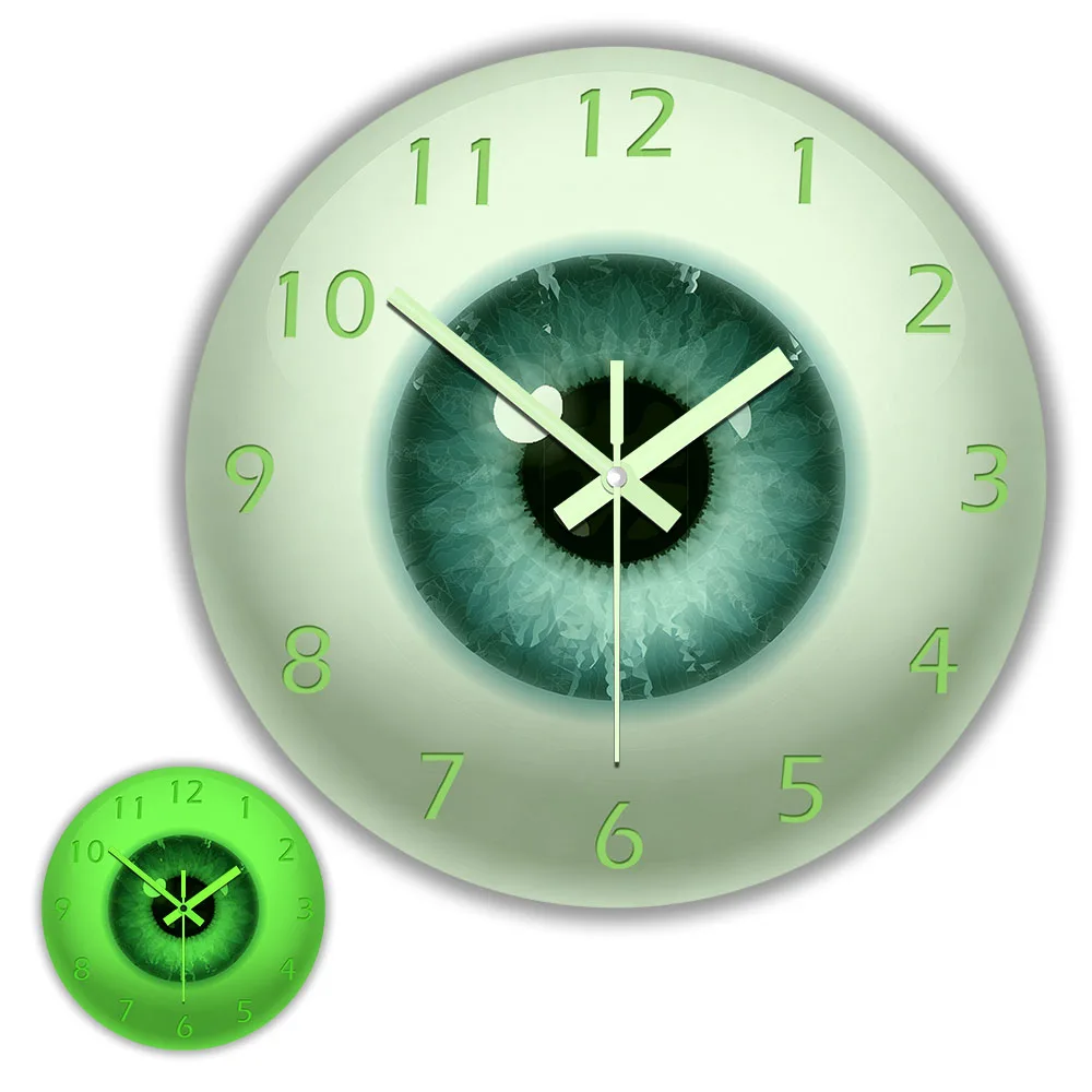 Eyeball Glow In Dark Wall Clock For Optometry Clinic Doctor Office Medical Room Luminous Numbers Hands Decorative Wall Clock