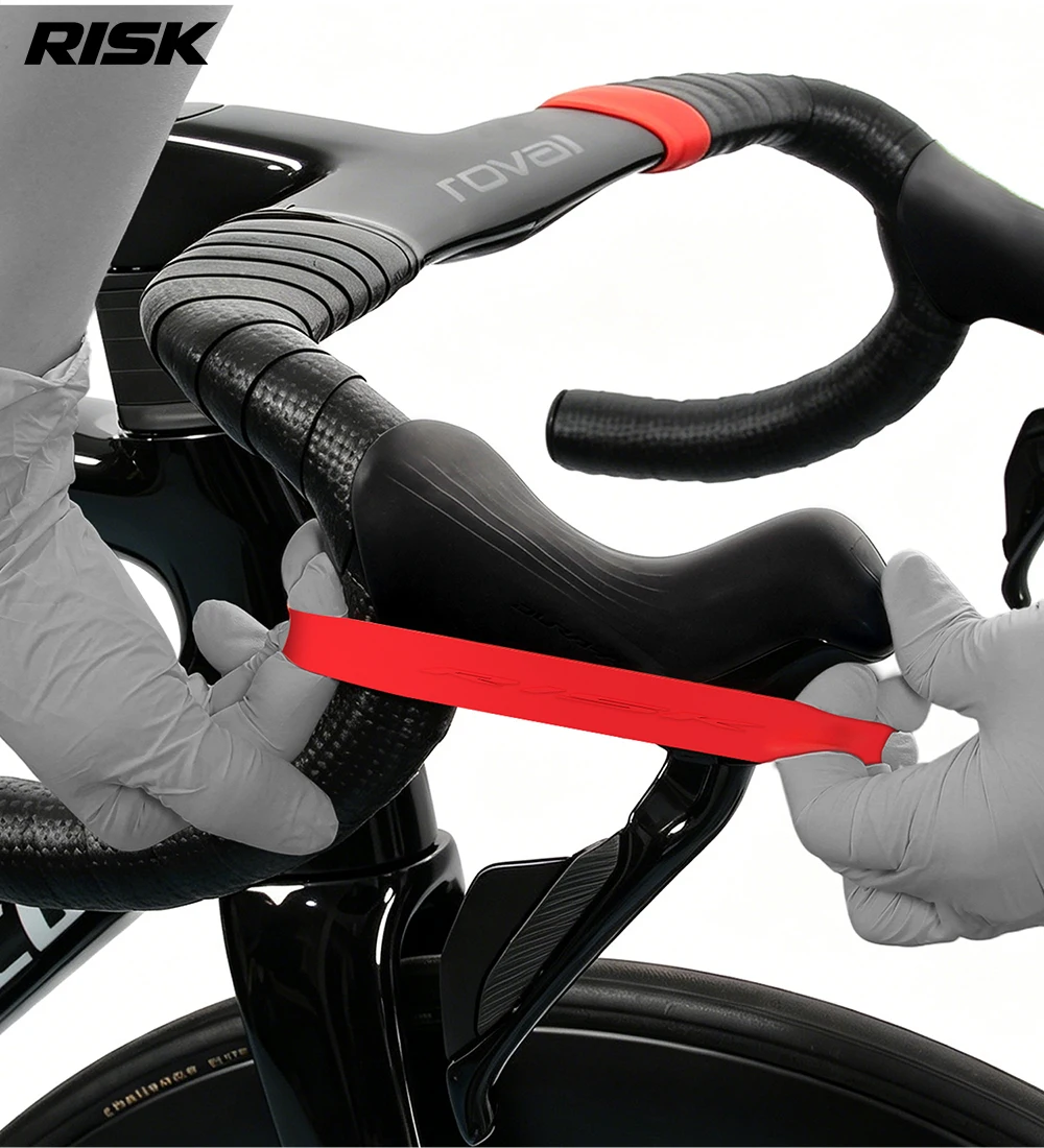 RISK 1 Paar Hochelastische Fahrrad-Lenkerbänder, Rutschfeste Silikon-Fixierbänder, Lenker-Gummihülsen-Schlaufen – Detail 6